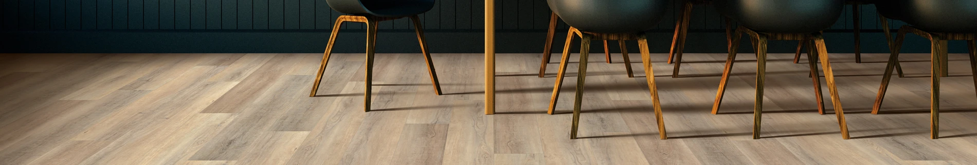 light wood flooring in dining room