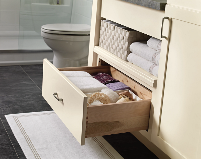 towel storage in a bathroom drawer