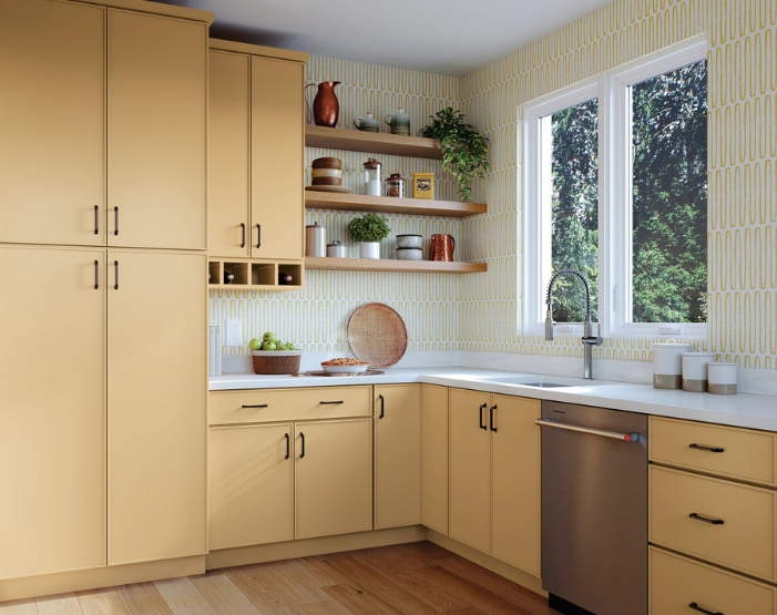 second back kitchen with yellow cabinetry and dishwasher
